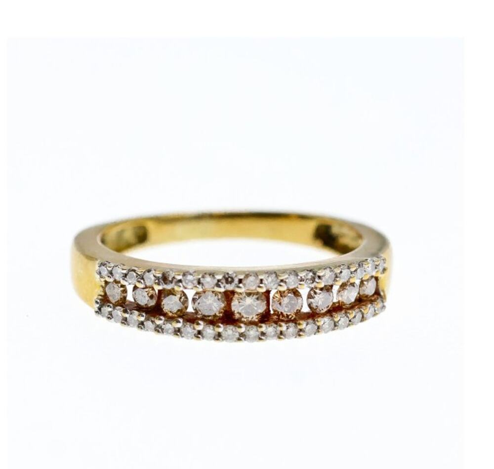 10K Yellow Gold White Sapphire & Diamonds Ring Size 8